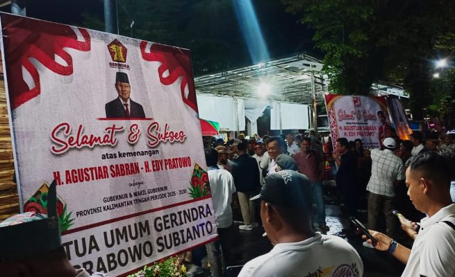 Deklarasi Kemenangan Agustiar-Edy di Pilgub Kalteng Dipenuhi Karangan Bunga dari Prabowo hingga Kaesang